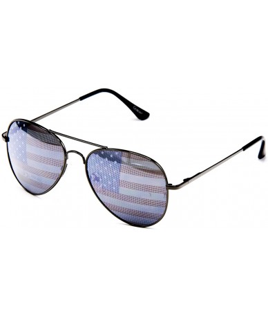 Wayfarer American Flag Mirror Novelty Decorative Sunglasses - 2-gold & Black-black Gift Box - C211O2QCSFF $25.38