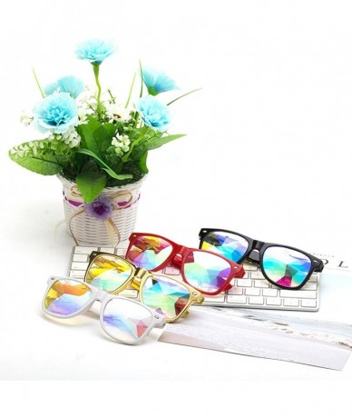 Goggle Rave Festival Kaleidoscope Glasses Rainbow Prism Sunglasses for Women Men - Red+yellow - CV18SUCMK6I $34.78