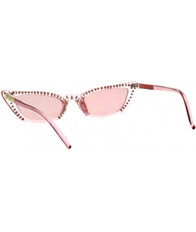 Cat Eye Womens Rhinestone Icedout Narrow Goth Cat Eye Plastic Sunglasses - Pink - CY18HISTQ5U $24.69