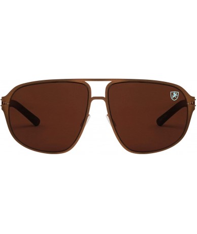 Aviator Intimidators Flat Thin Frame Oval Aviator Sunglasses - Brown Bronze - CD199LX70DN $52.11