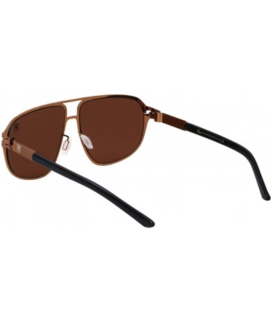 Aviator Intimidators Flat Thin Frame Oval Aviator Sunglasses - Brown Bronze - CD199LX70DN $52.11