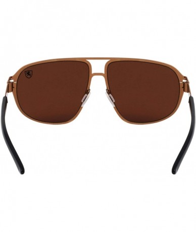 Aviator Intimidators Flat Thin Frame Oval Aviator Sunglasses - Brown Bronze - CD199LX70DN $52.11