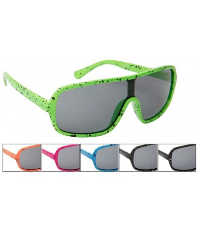 Rectangular Cool Fun Fashion Style Splatter Paint Single Piece Lens UV Protection Sunglasses Frame Unisex Eyewear - C012HVKV8...