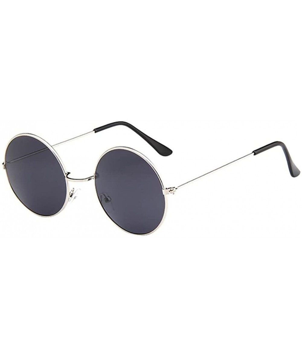 Oversized Women's Men Sunglasses-Vintage Round Frame Sunglasses Driving Eyewear - A - CT18EMSOEGE $18.48