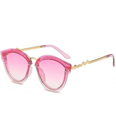 Oval Unisex Retro Cat Eye Metal Frame Oversized Plastic Lenses Sunglasses - Purple Pink - CB18NEL6TOR $19.85