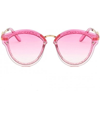 Oval Unisex Retro Cat Eye Metal Frame Oversized Plastic Lenses Sunglasses - Purple Pink - CB18NEL6TOR $19.85