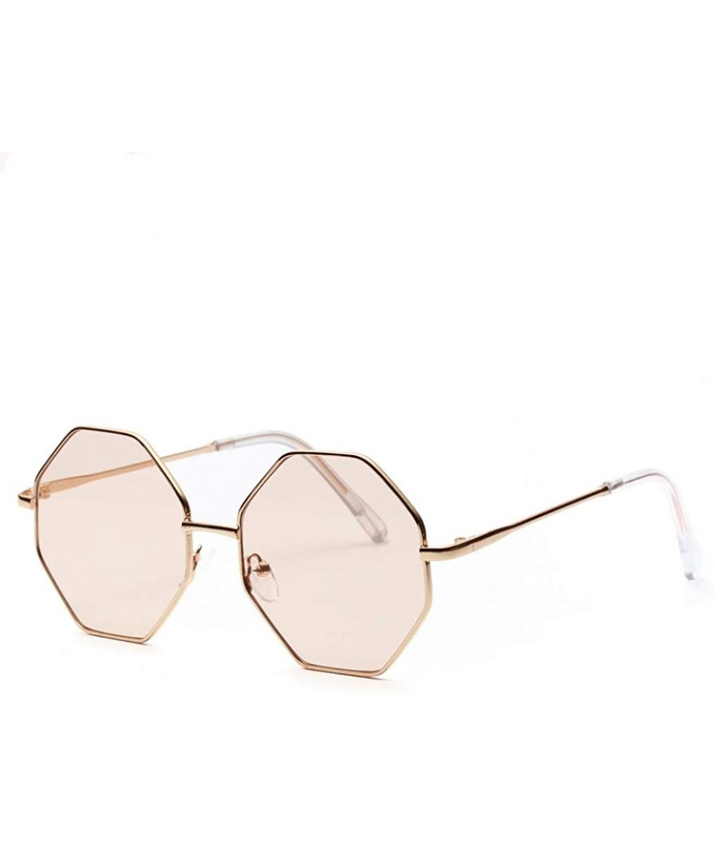 Oversized big vintage polygon sunglasses female 2019 octagon tinted clear sun glasses for women men metal frame uv400 - CY18R...