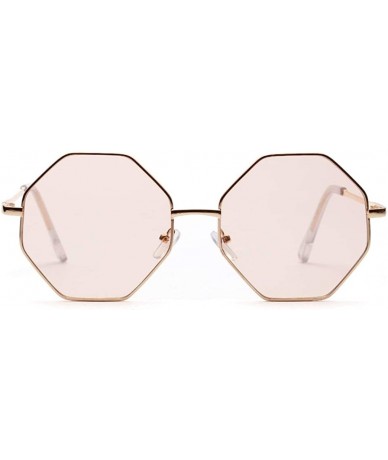 Oversized big vintage polygon sunglasses female 2019 octagon tinted clear sun glasses for women men metal frame uv400 - CY18R...