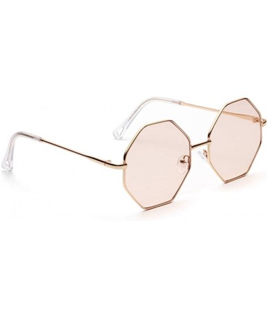 Oversized big vintage polygon sunglasses female 2019 octagon tinted clear sun glasses for women men metal frame uv400 - CY18R...