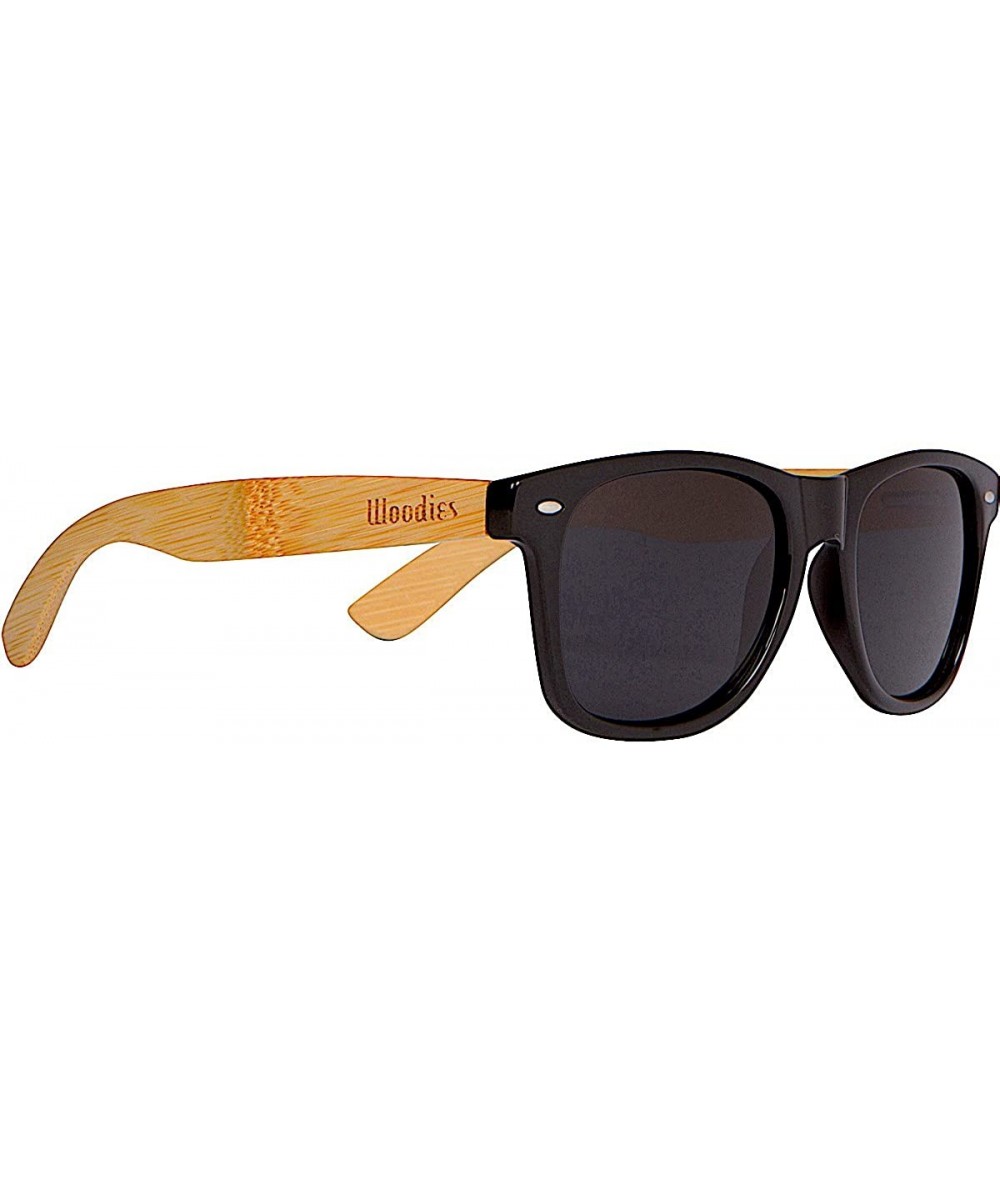 Semi-rimless Bamboo Wood Sunglasses with Plastic Frames - Black - CR11MBH1MDV $52.68