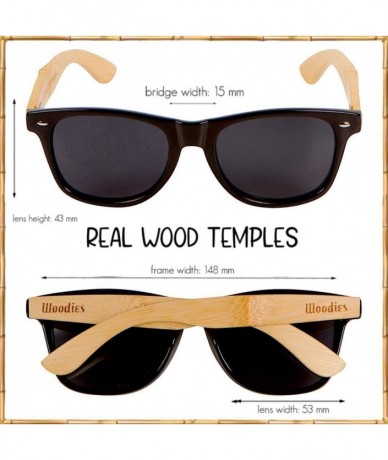 Semi-rimless Bamboo Wood Sunglasses with Plastic Frames - Black - CR11MBH1MDV $52.68