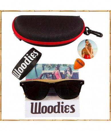 Semi-rimless Bamboo Wood Sunglasses with Plastic Frames - Black - CR11MBH1MDV $52.68