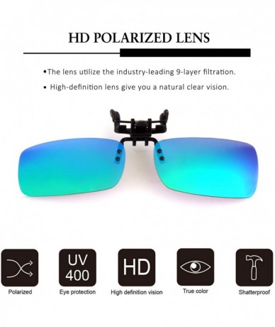 Rimless Clip-on Flip Up Polarized Rimless Rectangle Sunglasses Over Prescription Glasses for Men Women - CQ18N0CS56S $23.03