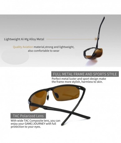 Rectangular HD Polarized Sunglasses for Men- Al-Mg Metal Frame-Driving Fishing UV400 - Black Frame/Brown Lens - CT18RMMRMGA $...