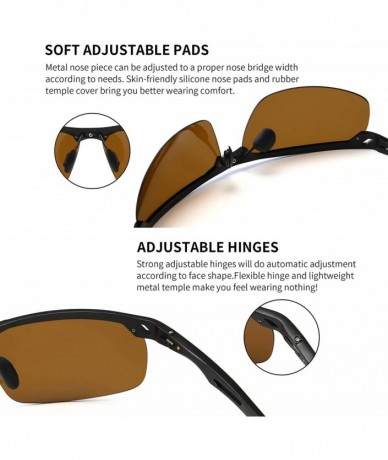 Rectangular HD Polarized Sunglasses for Men- Al-Mg Metal Frame-Driving Fishing UV400 - Black Frame/Brown Lens - CT18RMMRMGA $...