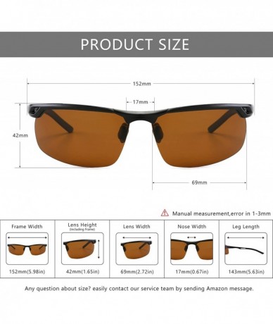 Rectangular HD Polarized Sunglasses for Men- Al-Mg Metal Frame-Driving Fishing UV400 - Black Frame/Brown Lens - CT18RMMRMGA $...