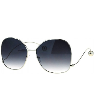 Oversized Womens Sunglasses Low Curved Ball Tip Temple Fashion Shades - Silver (Smoke) - CB184KYCL5X $22.83