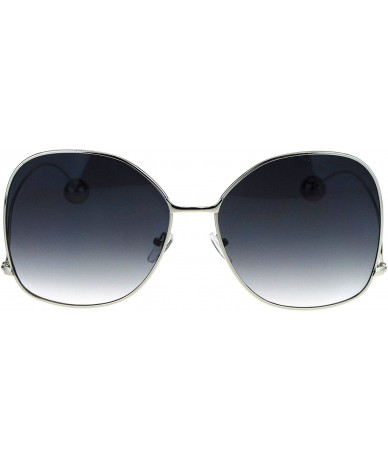 Oversized Womens Sunglasses Low Curved Ball Tip Temple Fashion Shades - Silver (Smoke) - CB184KYCL5X $22.83