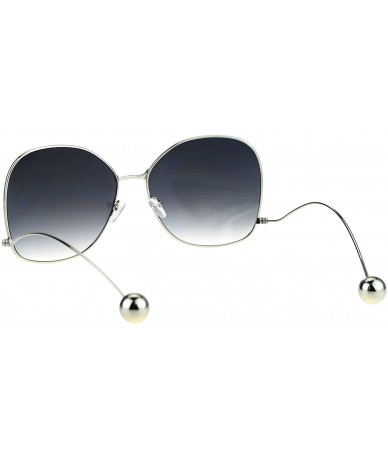 Oversized Womens Sunglasses Low Curved Ball Tip Temple Fashion Shades - Silver (Smoke) - CB184KYCL5X $22.83