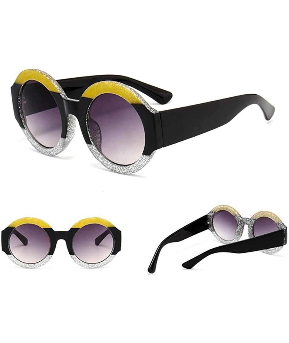 Round New Designer Round Sunglasses for Women Retro Modern Shiny Shades - 7 - C918ECTOHGX $30.12