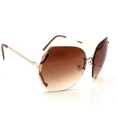 Oversized 70's Vintage Rimless Square Oversized Women Sunglasses - Brown - CI18OIIIDMX $27.32