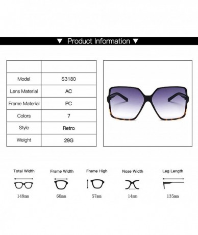 Oversized Vintage Oversize Square Sunglasses Women Luxury Big Frame Sun Glasses Black Fashion Gradient Female Oculos - CS199C...