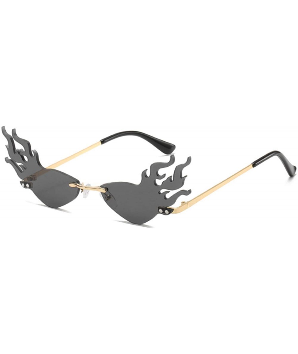 Rimless Unisex Flame Shape Small Eyewear Rimless Sunglasses - Green - CZ196Z6ZWKH $17.44