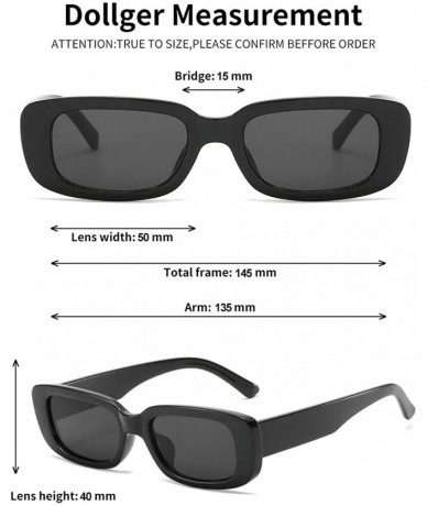 Square Rectangle Sunglasses for Women Retro Fashion Sunglasses UV 400 Protection Square Frame Eyewear - Black - CQ194KYW852 $...