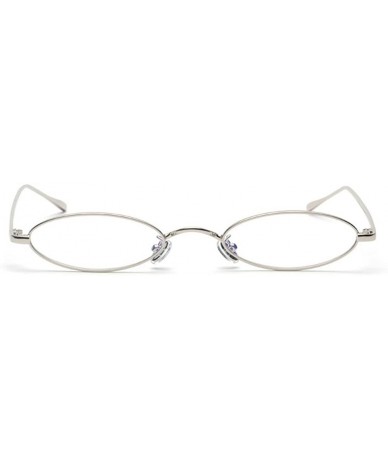 Square punk Small Oval Metal Frame Chic Clear Candy Color Lens Sunglasses - Silver-clear - CN189HD8NME $23.69