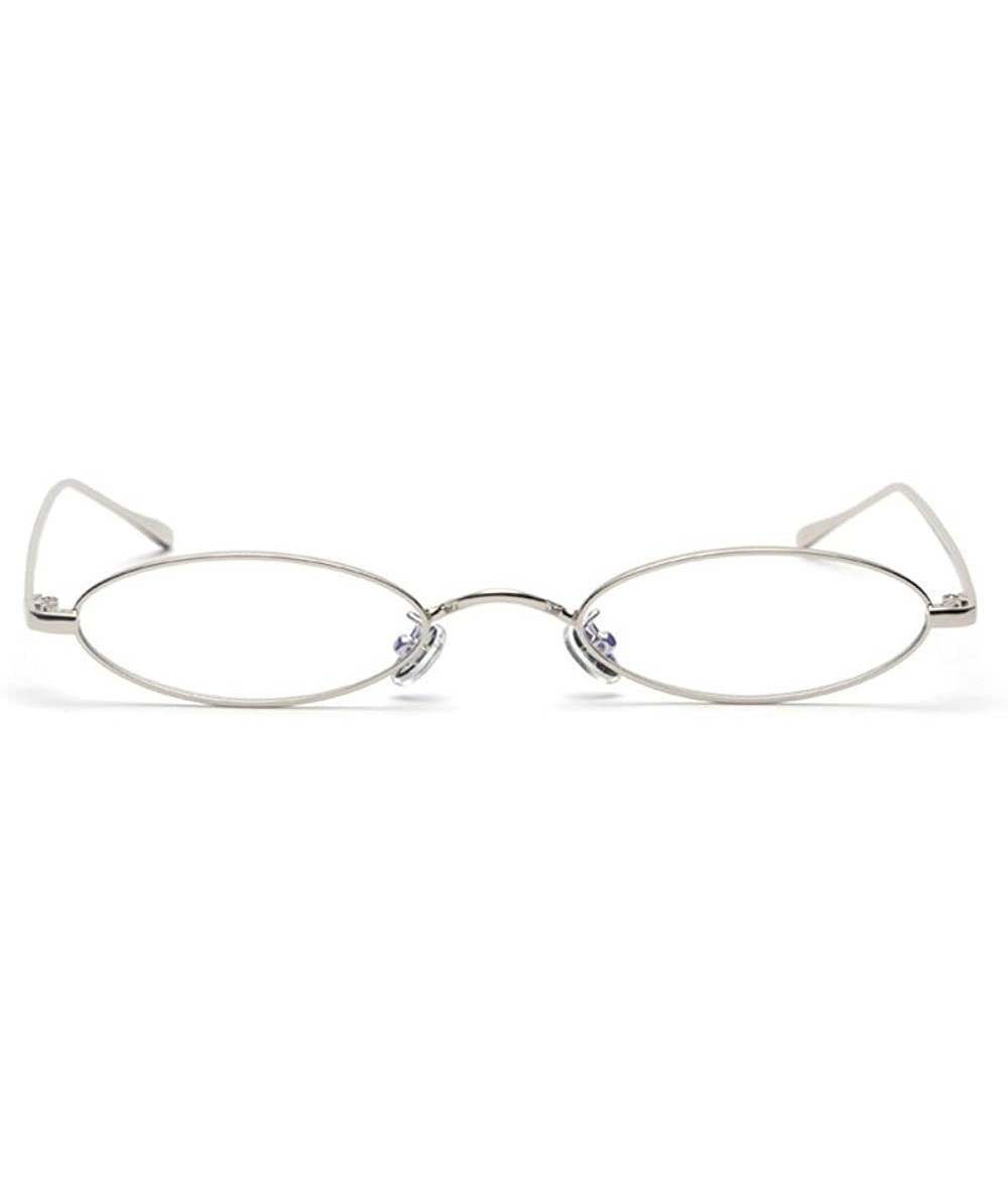 Square punk Small Oval Metal Frame Chic Clear Candy Color Lens Sunglasses - Silver-clear - CN189HD8NME $23.69