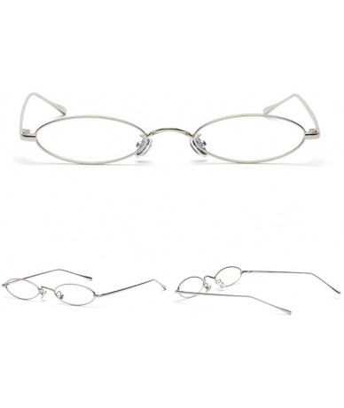 Square punk Small Oval Metal Frame Chic Clear Candy Color Lens Sunglasses - Silver-clear - CN189HD8NME $23.69