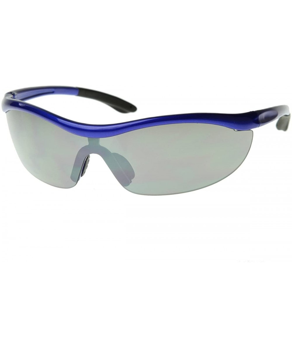 Shield Shatterproof Durable TR90 Half Jacket Shield Sports Sunglasses (Blue Smoke) - CT116O2MBLV $26.13