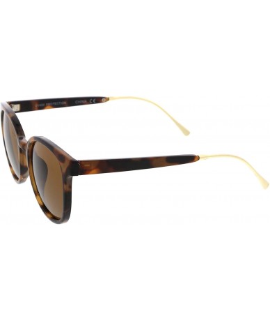 Wayfarer Casual Metal Temple Square Lens Horn Rimmed Sunglasses 52mm - Tortoise-gold / Brown - C012OCKB8AZ $20.02