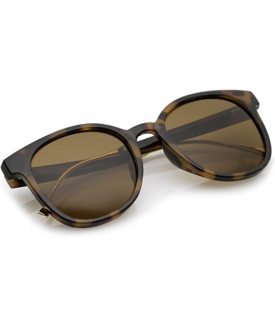 Wayfarer Casual Metal Temple Square Lens Horn Rimmed Sunglasses 52mm - Tortoise-gold / Brown - C012OCKB8AZ $20.02