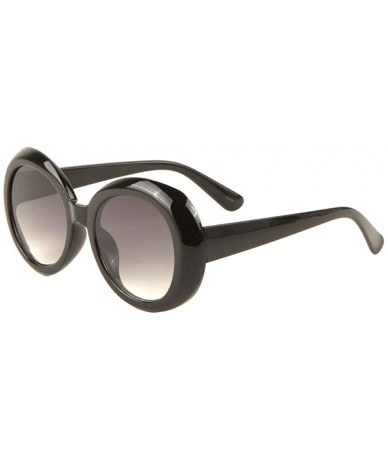 Round Retro Thick Frame Round Crystal Color Sunglasses - Black - CN197U74CLK $26.00