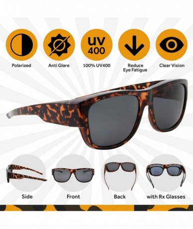 Wrap Women Polarized Fit Over Sunglasses - Less Bulky - Ladies Size - Tortoise Smoke - CD18DSNXELY $27.76