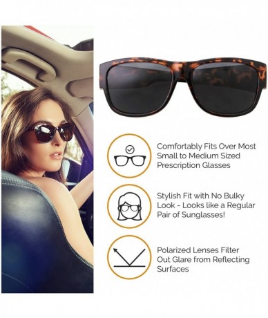 Wrap Women Polarized Fit Over Sunglasses - Less Bulky - Ladies Size - Tortoise Smoke - CD18DSNXELY $27.76