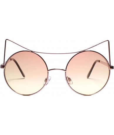 Round Elegant Chic Stylish Womens Round Cat Eye Sunglasses Wire Frames - Orange - CH18YYH27AG $23.06