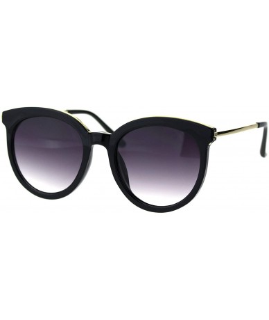 Round Womens Fashion Sunglasses Round Butterfly Double Frame UV 400 - Black Gold (Smoke) - CQ18UMEMGKE $20.08