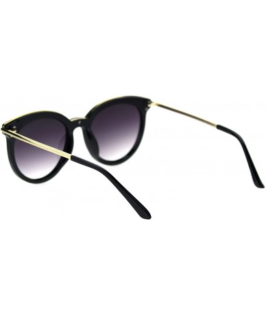 Round Womens Fashion Sunglasses Round Butterfly Double Frame UV 400 - Black Gold (Smoke) - CQ18UMEMGKE $20.08