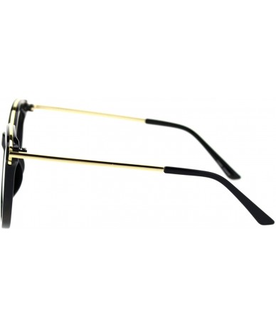 Round Womens Fashion Sunglasses Round Butterfly Double Frame UV 400 - Black Gold (Smoke) - CQ18UMEMGKE $20.08