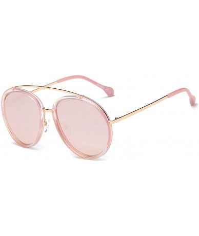 Goggle Unisex Polarized Round Fashion Sunglasses - Light Pink - CF18WU87MA8 $37.60