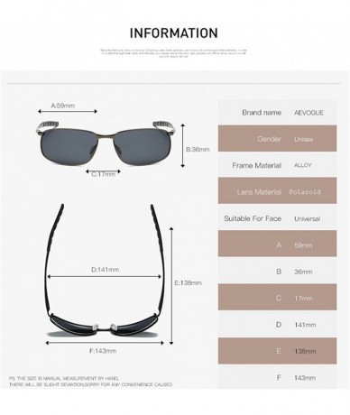 Rectangular Polarized Sunglasses For Men Rectangle Metal Frame Retro Sun Glasses AE0395 - Silver&black - CU17YAGXXXO $23.78