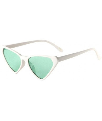 Cat Eye Retro Sharp Triangular Cat Eye Color Lens Sunglasses - Green White - C81996WTZSZ $27.11