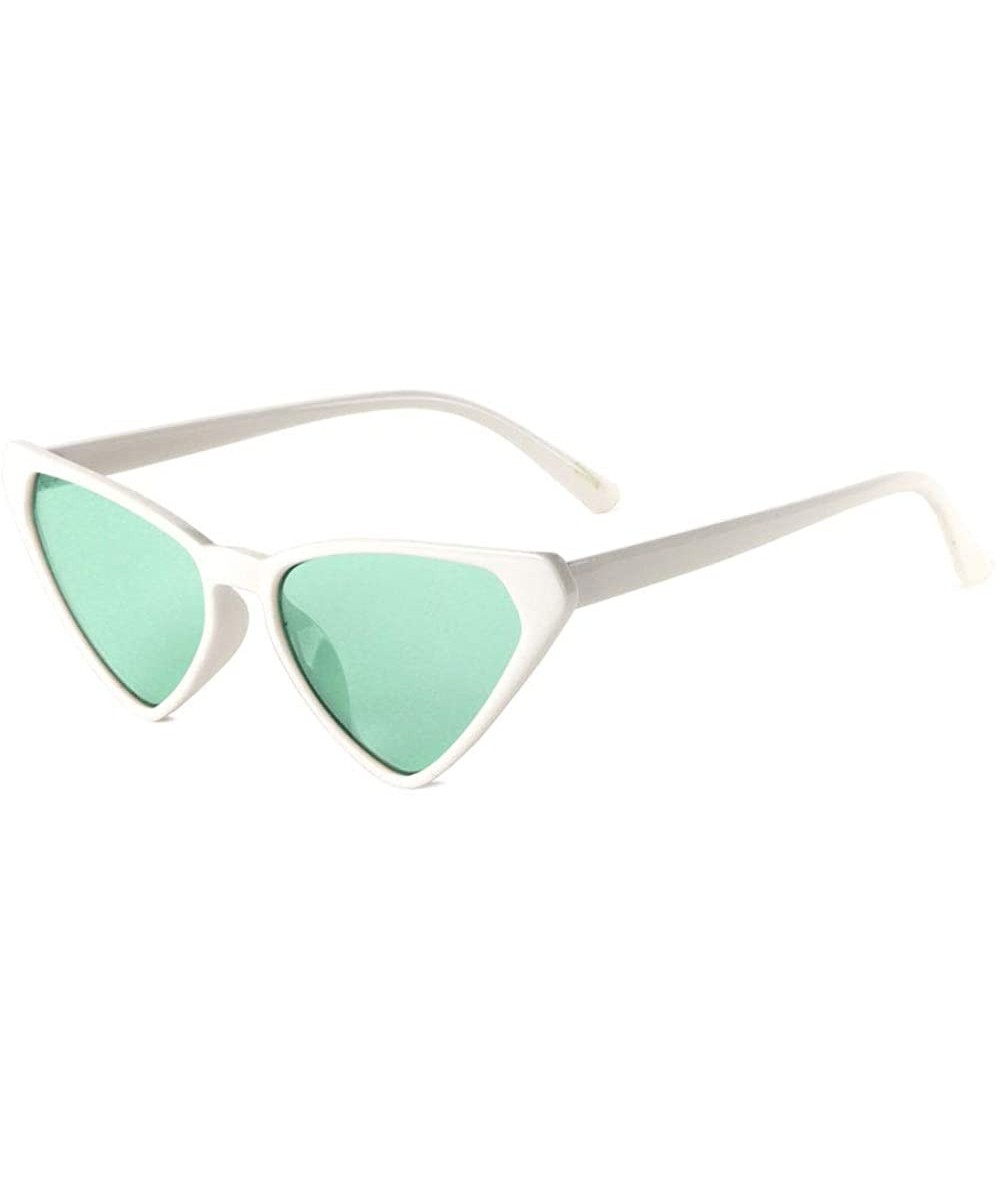 Cat Eye Retro Sharp Triangular Cat Eye Color Lens Sunglasses - Green White - C81996WTZSZ $27.11