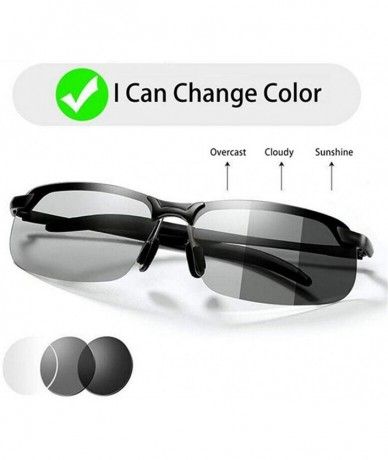 Rectangular 2020 Brainart Men's Photochromic Sunglasses with Polarized Lens New - Black - CO199MG2ELK $39.58