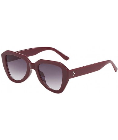 Oversized Oversize Horned Rim Thick Plastic Sunglasses Retro Cateye Polarized Women Sunglasses - Wine Red - CS190NCOSRI $15.56