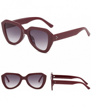 Oversized Oversize Horned Rim Thick Plastic Sunglasses Retro Cateye Polarized Women Sunglasses - Wine Red - CS190NCOSRI $15.56