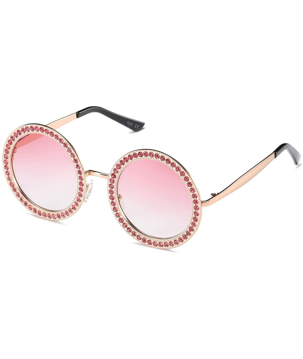 Square Shining Oversized Round Rhinestone Sunglasses Festival Gem Sunnies SJ1095 - CD18D08RDOS $27.93