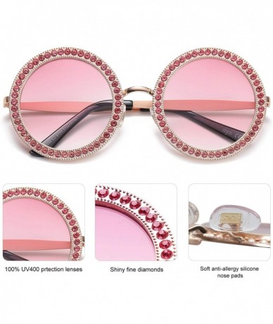 Square Shining Oversized Round Rhinestone Sunglasses Festival Gem Sunnies SJ1095 - CD18D08RDOS $27.93